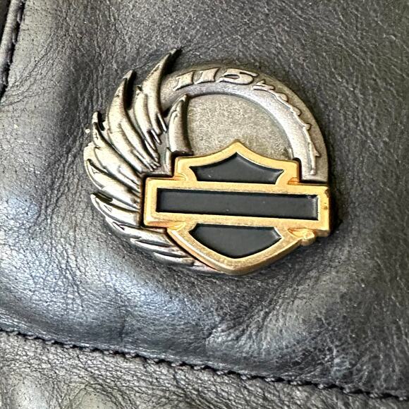 Harley Davidson 115th Anniversary Black Leather Buffalo Hide Women Jacket Large - Picture 6 of 11